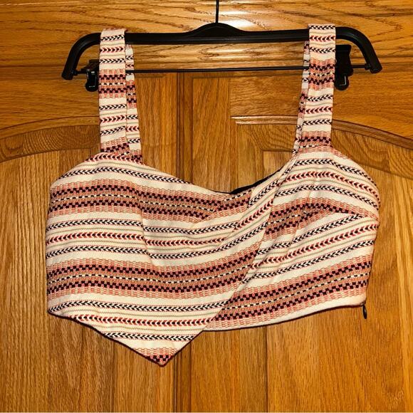 Zara Trafaluc Collection, White and Pink Crop Top, Size M - Picture 4 of 5